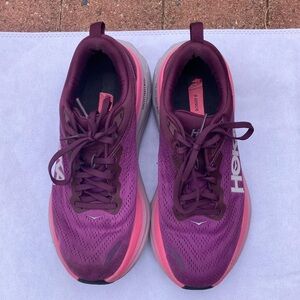 Hoka Purple Athletic Shoes with Breathable Mesh and Cushioned Sole